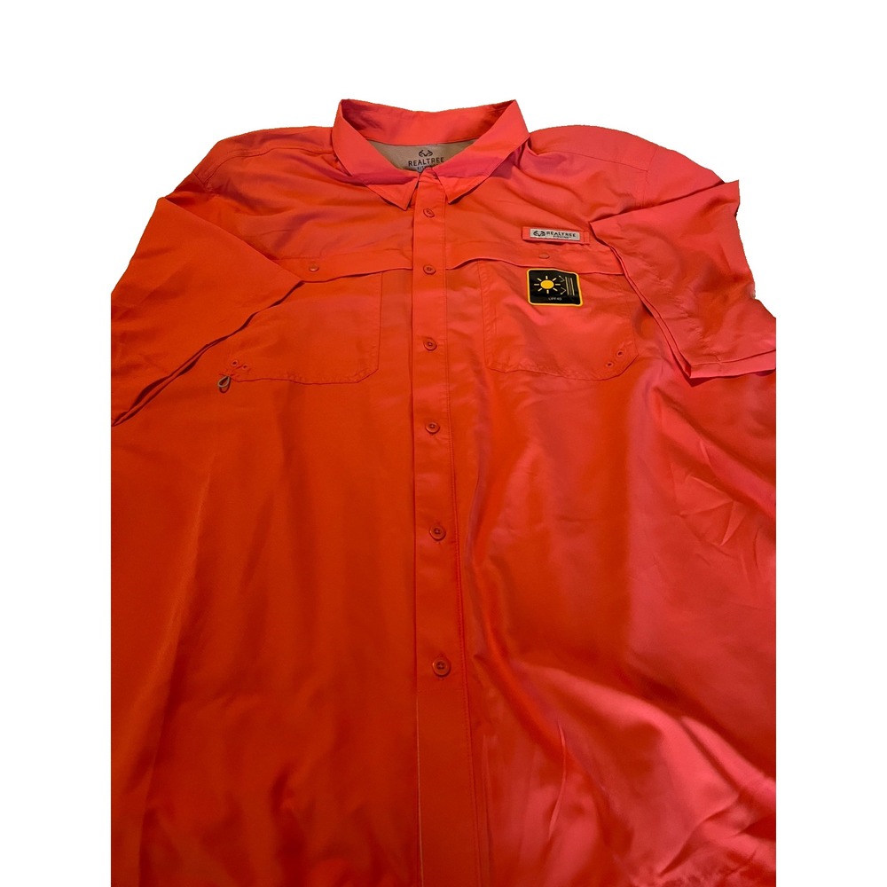 REALTREE peach Fishing‎ Shirt UPF 40+ Fabric Mens Size 3XL Boating Beach. 408